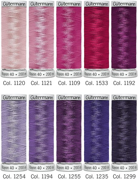 Gütermann Rayon 40 Stickfaden-Set-2 (10 x 200 m/ rosa/ pink/ lila)