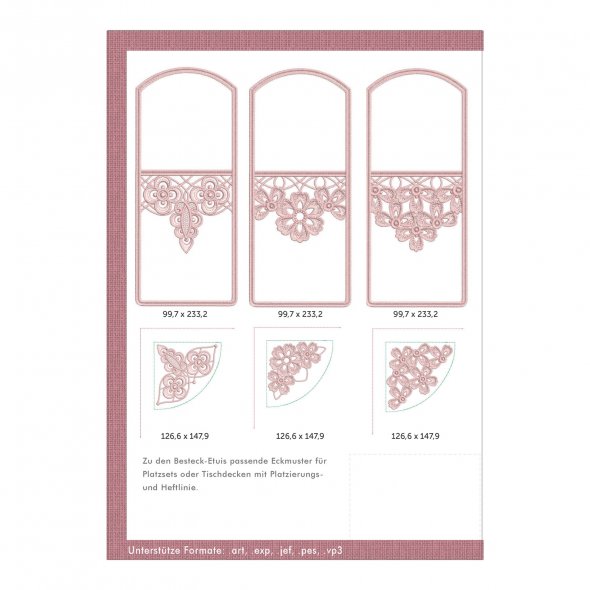 Windesign Stickmuster USB "Besteck Etui" (6 Stickmuster Lace/ in the hoop)