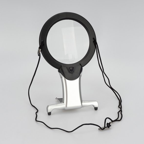 Purelite LED 2 in 1 Hände-Frei- und Tisch-Standlupe (Ø 10 mm Lupe 2+6-fache Vergrößerung)