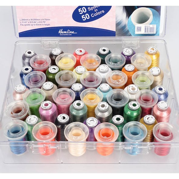 Stickgarnbox gefüllt mit 50 Farben / 500 m Maschinenstickgarn