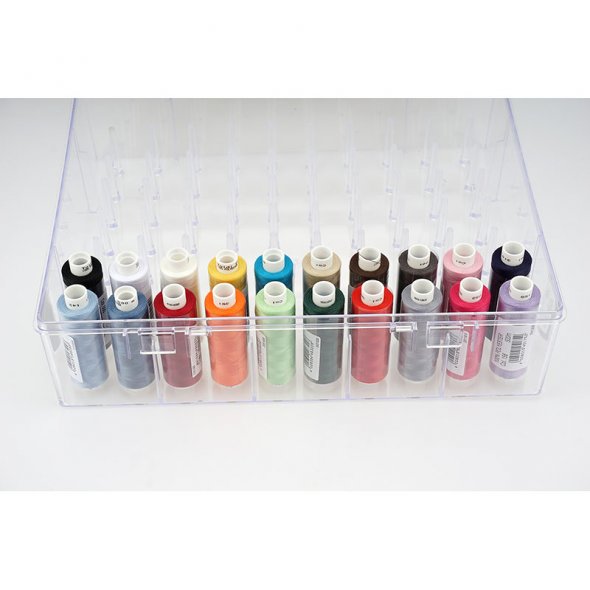 Acryl-Garnbox gefüllt mit 20 Farben Gütermann Toldi (500 m) Näh- und Stickgarn
