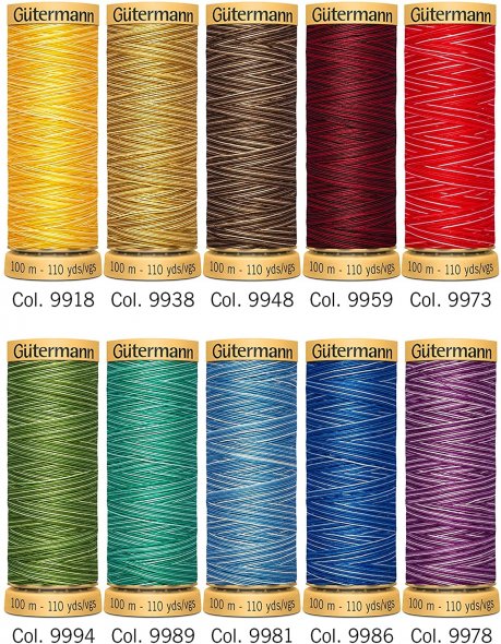 Gütermann Multicolour Baumwolle Nähfaden-Set-1 (10 Farben/ 100 m)