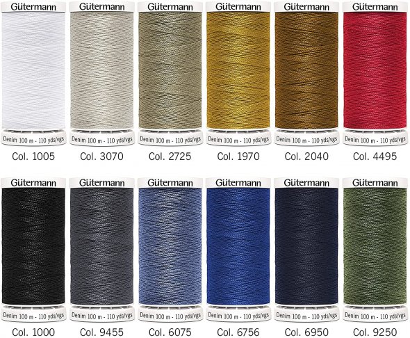 Gütermann Denim Nähfaden-Set-1 (12 Farben/ 100 m)