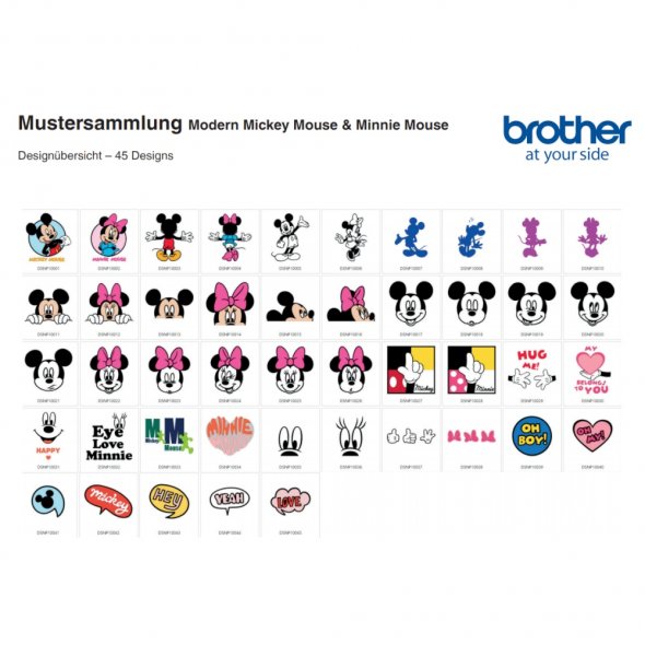 Brother Mustersammlung Disney Modern Mickey & Minni Maus - 45 Designs