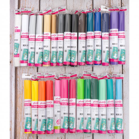 PlottiX Permanente Vinylfolie Rolle (31,5 cm x 1 m/ versch. Farben)
