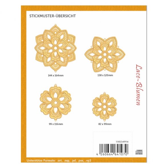 Windesign Stickmuster USB Blumen Lace-/ Spitzentechnik (4 Stickmuster)