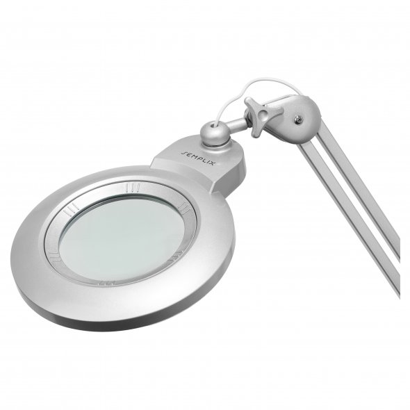 Semplix LED Lupen-Tischlampe silber (60 PCS LED/ 3D Linse/ dimmbar/ Tischklemme)