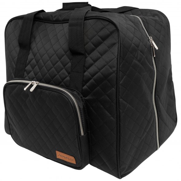 Semplix Overlocktasche Quilting (schwarz/ Reißverschluss silber)