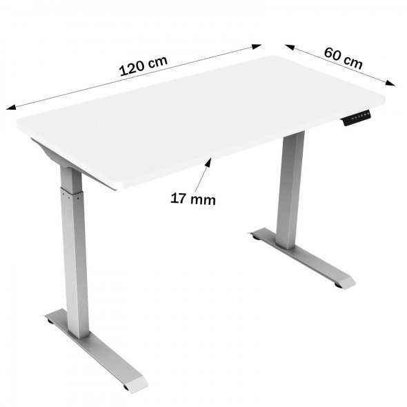 Semplix Hobby- und Arbeitstisch elektrisch höhenverstellbar (grau/ weiß)
