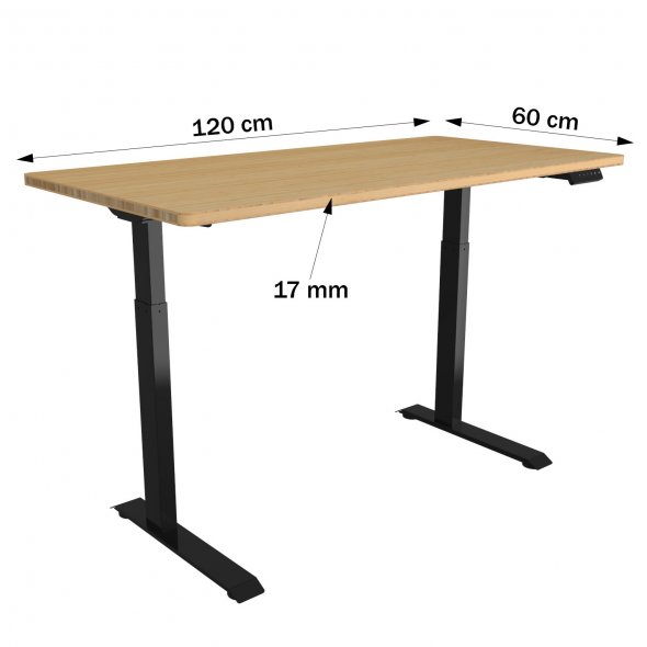 Semplix Hobby- und Arbeitstisch, Nähtisch elektrisch höhenverstellbar (schwarz/ Eiche-Design)