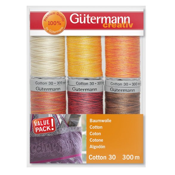 Gütermann Nähfaden-Set 734022-2 Cotton 30 (6 Spulen/ 300 m)