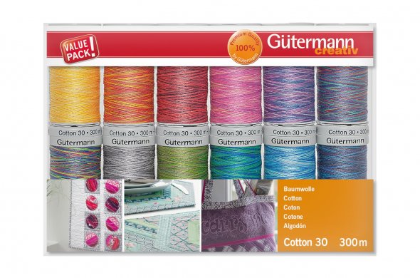 Gütermann Nähfaden-Set 734023-2 Cotton 30 (12 Spulen/ 300 m)