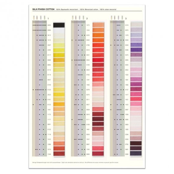 Amann Mettler Silk-Finish Cotton Farbkarte (gewickelt/ echte Fäden)