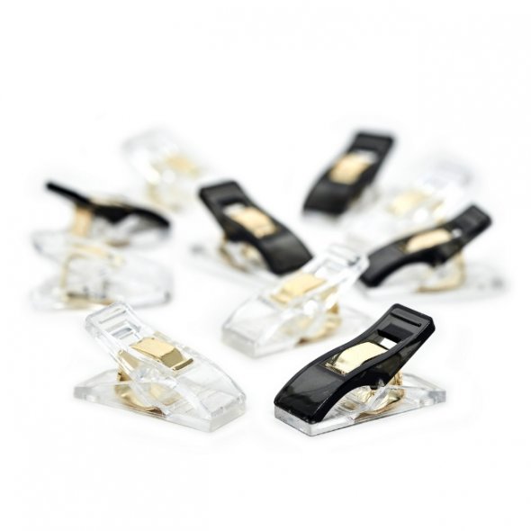 Hemline Gold Quilt Clips (30 St./ 26 x 10 mm/ schwarz/ transparent)