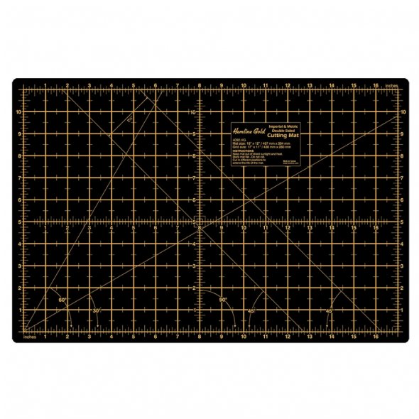 Hemline Gold Schneidematte A3 (45 x 30 cm/ inch + cm/ schwarz/ gold)
