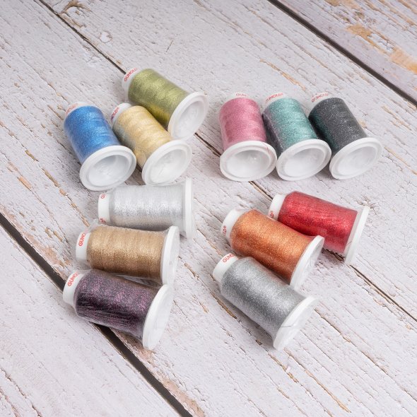 Gunold Poly Sparkle Miniking Stickgarn 12er-Box (12 Farben/ 1000 m)