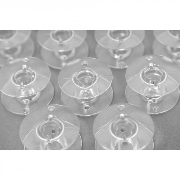 Juki Spulen für Juki DX, NX, G, H Serie (20 x 11 mm/ transparent/ 10 Stk.)