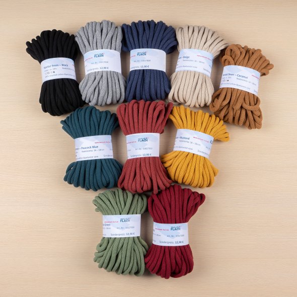 Kordel-Garn 100% recycelt Cotton/ Polyester (20 m/ 9 mm/ versch. Farben)