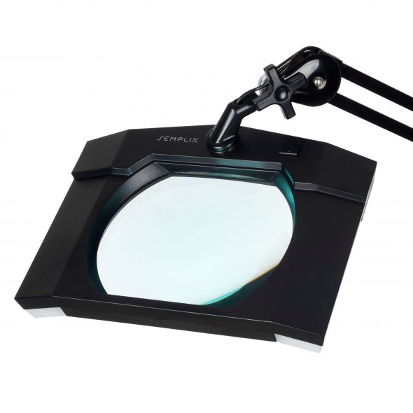 Semplix LED Lupen-Lampe 3D schwarz (Linse 189 mm x 157 mm/ Tischklemme)