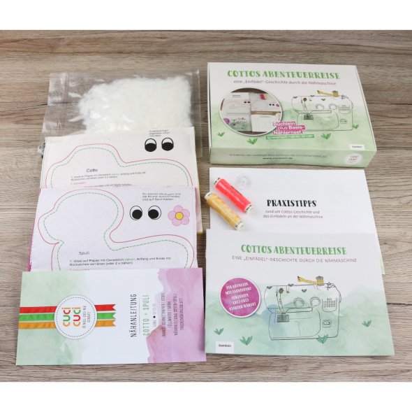 cuci cuci Cottos Abenteuerreise eine Einfädelgeschichte Büchlein + Nählernset