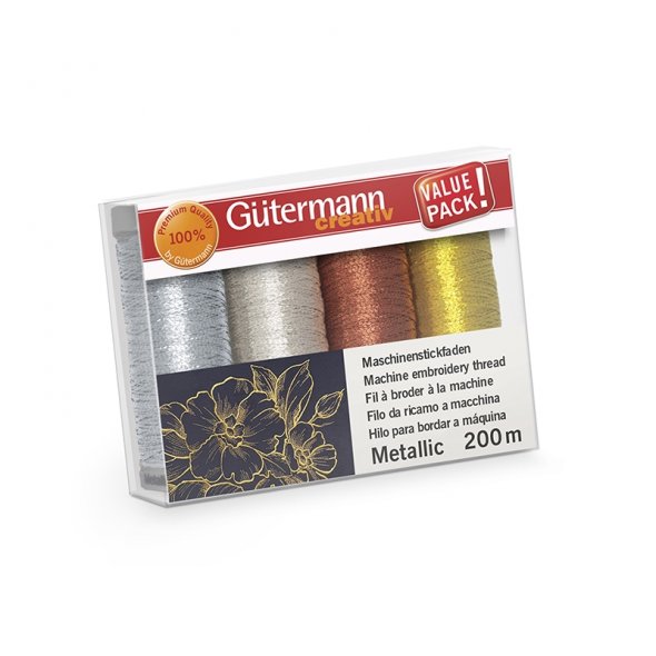 Gütermann Maschinenstickfaden-Set Metallic Col.1 (4 Farben/ 200 m)