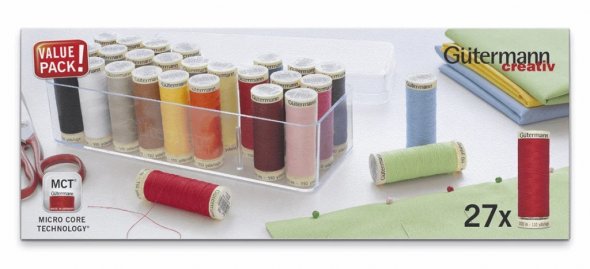 Gütermann Allesnäher Nähfaden-Acrylbox (27 Farben/ 100 m)