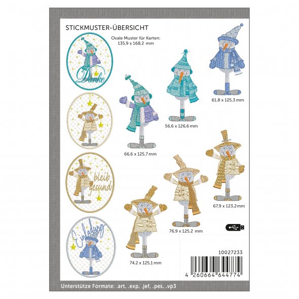 Windesign Stickmuster USB "Schneemänner II" (10 Stickmotive)