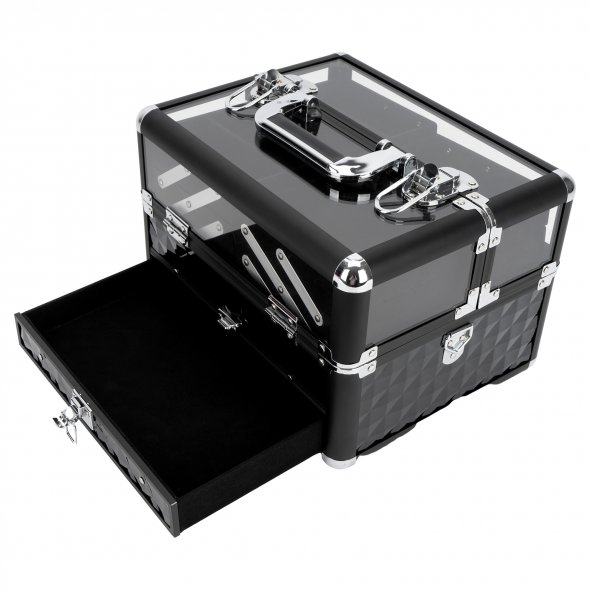 Multi-Box/ Nähkoffer/ Schmuckkasten/ Schminkkoffer (schwarz/ silber)