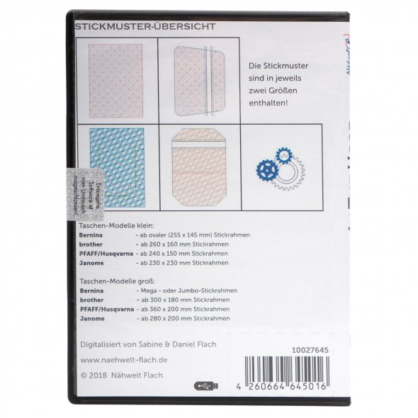 Nähwelt Flach Stickmuster USB "Taschenduo - In the hoop" (5 Stickmuster)