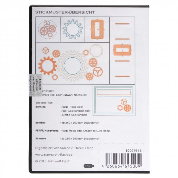 Nähwelt Flach Stickmuster USB "Tasche am Zahn der Zeit" (6 Stickmuster)