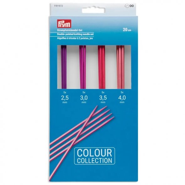 Prym Strumpfstricknadel-Set ALU COLOUR (Stärken 2,5-4,0 mm/ 20 cm)