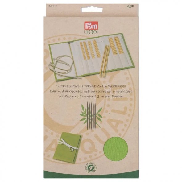 Prym Strumpfstricknadel-Set in Nadeltasche Bambus (Stärken 2,0-4,5 mm/ 20 cm)