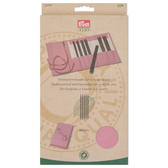 Prym Strumpfstricknadel-Set in Nadeltasche Natural (Stärken 2,0-4,5 mm/ 20 cm)