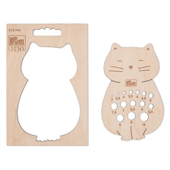 Prym Nadelmaß für Stricknadeln (Katze/ Birkenholz)