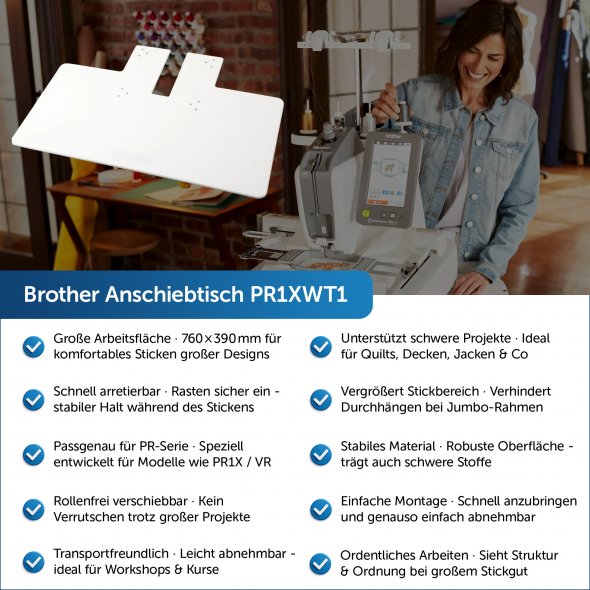 Brother An-Unterschiebtisch für PR1 / VR (760 mm x 390 mm)