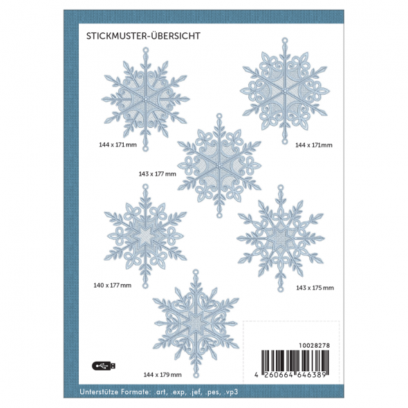 Windesign Stickmuster USB Schneeflocken II (6 Lace Motive)