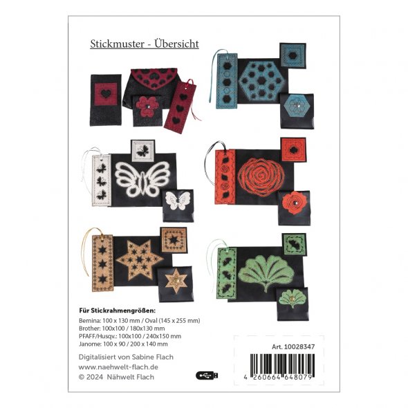 Nähwelt Flach Stickmuster USB CutWork III "Kork - Leder - Filz" (24 Stickmotive)