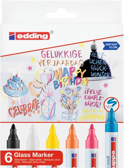 Edding Glasmarker 6er Set (versch.Farben)