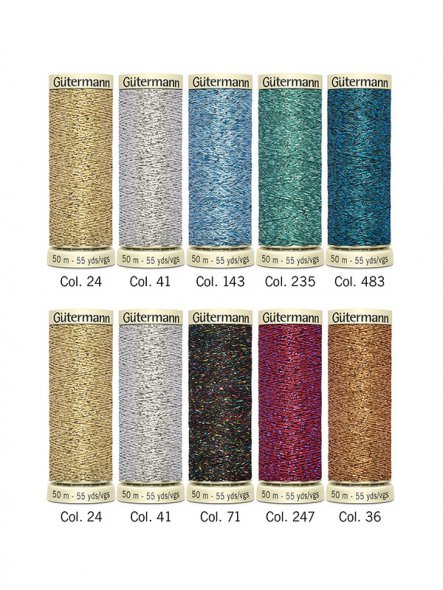 Gütermann Nähfaden-Set Metalleffekt-Faden (10 Farben / 50 m)