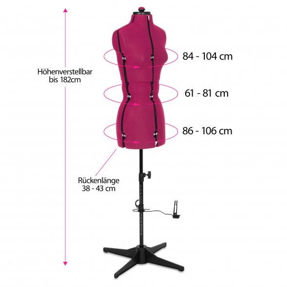 Schneiderpuppe/Schneiderbüste Supa Fit "S" (verstellbar / pink)