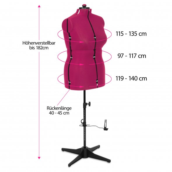 Schneiderpuppe/Schneiderbüste Supa Fit "L" (verstellbar / pink)