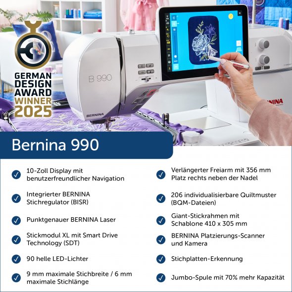 Bernina 990 das neue TOP Modell mit Stickmodul