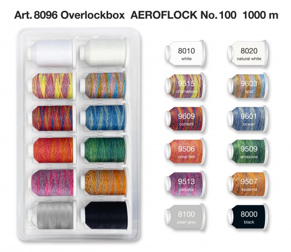 Madeira Overlock Minikingbox Aeroflock Nr.100 Multicolor (12 Farben / 1000 m)