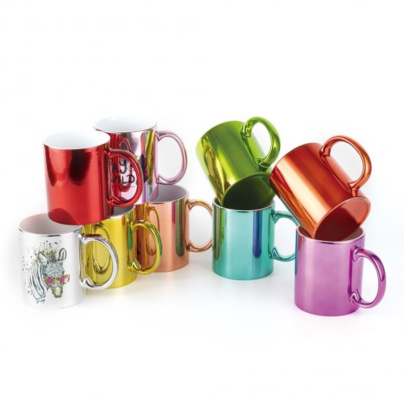Sublimations-Tasse plattiert (330 ml / farbig mit Metalic-Effekt)