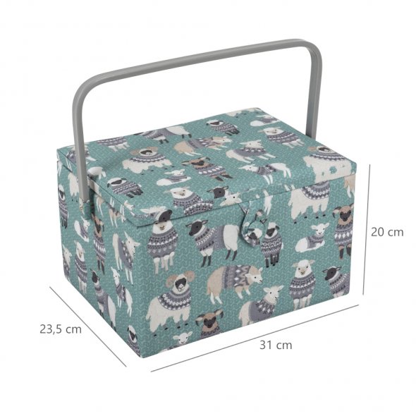 Nähkorb von Hobby Gift Schafe mit Pulli (L / L 31 x T 23,5 x H 20 cm)