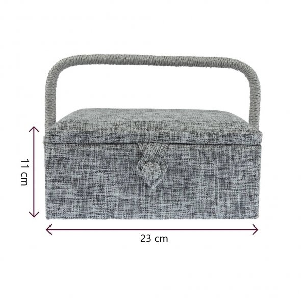 Nähkorb/Nähkästchen mit Stoffbezug grau (Größe S / L 23 x T 15 x H 11 cm)