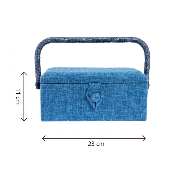 Nähkorb/Nähkästchen mit Stoffbezug blau (Größe S / L 23 x T 15 x H 11 cm)