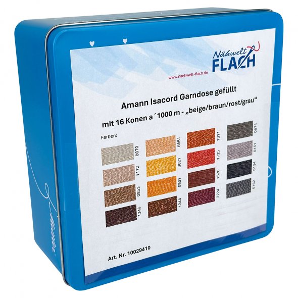 Amann Mettler Garndose Isacord (Farbe beige, braun, rost, grau / 1000 m / 16 Konen / Stickgarn)