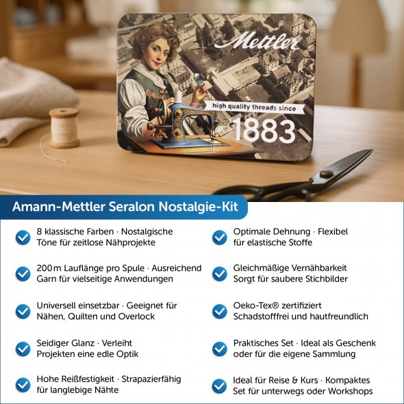 Amann-Mettler Seralon Nostalgie-Kit (8 Farben / 200 m)