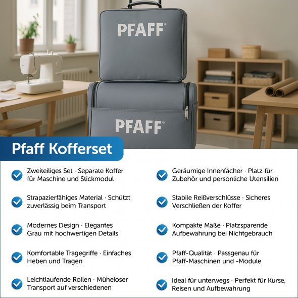Pfaff Maschinen- & Stickmodul-Koffer/Trolley Set (grau)